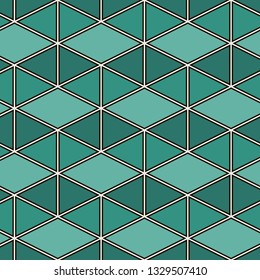 Contemporary geometric pattern. Repeated triangles ornament. Modern geo abstract background. Seamless surface design. Mosaic wallpaper. Digital paper, textile print. Vector illustration