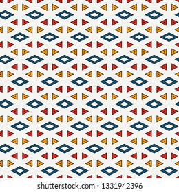 Contemporary geometric pattern. Repeated triangles ornament. Modern geo abstract background. Seamless surface design. Mosaic wallpaper. Digital paper, textile print. Vector illustration