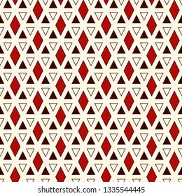 Contemporary geometric pattern. Repeated triangles ornament. Modern geo abstract background. Seamless surface design. Mosaic wallpaper. Digital paper, textile print. Vector illustration
