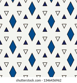 Contemporary geometric pattern. Repeated triangles ornament. Modern geo abstract background. Seamless surface design. Mosaic wallpaper. Digital paper, textile print. Vector illustration