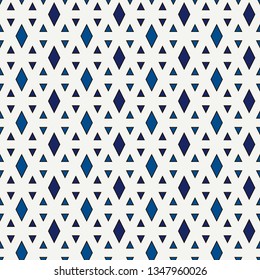 Contemporary geometric pattern. Repeated triangles ornament. Modern geo abstract background. Seamless surface design. Mosaic wallpaper. Digital paper, textile print. Vector illustration