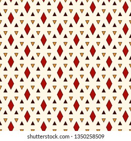 Contemporary geometric pattern. Repeated triangles ornament. Modern geo abstract background. Seamless surface design. Mosaic wallpaper. Digital paper, textile print. Vector illustration