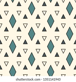 Contemporary geometric pattern. Repeated triangles ornament. Modern geo abstract background. Seamless surface design. Mosaic wallpaper. Digital paper, textile print. Vector illustration