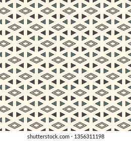 Contemporary geometric pattern. Repeated triangles ornament. Modern geo abstract background. Seamless surface design. Mosaic wallpaper. Digital paper, textile print. Vector illustration