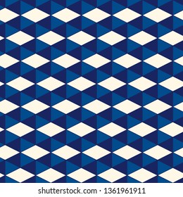 Contemporary geometric pattern. Repeated triangles ornament. Modern geo abstract background. Seamless surface design. Mosaic wallpaper. Digital paper, textile print. Vector illustration