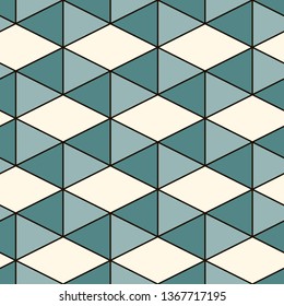 Contemporary geometric pattern. Repeated triangles ornament. Modern geo abstract background. Seamless surface design. Mosaic wallpaper. Digital paper, textile print. Vector illustration