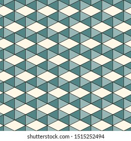 Contemporary geometric pattern. Repeated triangles ornament. Modern geo abstract background. Seamless surface design. Mosaic wallpaper. Digital paper, textile print. Vector illustration