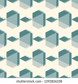 Contemporary geometric pattern. Ruined gems background. Repeated cracked stones. Modern geo abstract ornament. Seamless surface design. Mosaic wallpaper. Digital paper, textile print. Vector art