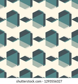 Contemporary geometric pattern. Ruined gems background. Repeated cracked stones. Modern geo abstract ornament. Seamless surface design. Mosaic wallpaper. Digital paper, textile print. Vector art
