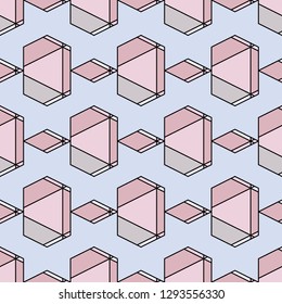Contemporary geometric pattern. Ruined gems background. Repeated cracked stones. Modern geo abstract ornament. Seamless surface design. Mosaic wallpaper. Digital paper, textile print. Vector art