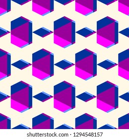 Contemporary geometric pattern. Ruined gems background. Repeated cracked stones. Modern geo abstract ornament. Seamless surface design. Mosaic wallpaper. Digital paper, textile print. Vector art