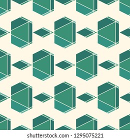 Contemporary geometric pattern. Ruined gems background. Repeated cracked stones. Modern geo abstract ornament. Seamless surface design. Mosaic wallpaper. Digital paper, textile print. Vector art