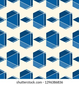Contemporary geometric pattern. Ruined gems background. Repeated cracked stones. Modern geo abstract ornament. Seamless surface design. Mosaic wallpaper. Digital paper, textile print. Vector art