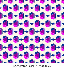 Contemporary geometric pattern. Ruined gems background. Repeated cracked stones. Modern geo abstract ornament. Seamless surface design. Mosaic wallpaper. Digital paper, textile print. Vector art