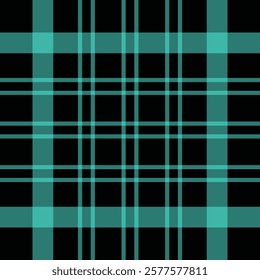 A contemporary geometric plaid pattern featuring intersecting transparent teal lines over a enclosed by a bold cyan frame. This abstract design resembles a stylish textile fabric pattern with a modern