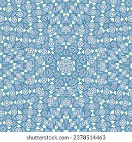Contemporary geometric repeated ornament graphic design. Simple patchwork print. Tribal mosaic background. Mexican folk composition. Arabesque style illustration.