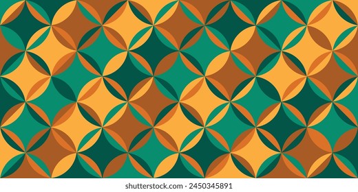 Contemporary geometric seamless medieval pattern with circle simple retro shapes.Abstract vector background
