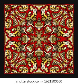 contemporary golden thai applied pattern on red