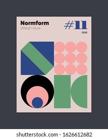 Contemporary graphic design of book vector cover mockup created in modernism and minimalistic brutalism style, useful for poster art, magazine front page, decorative print, web banner artwork.