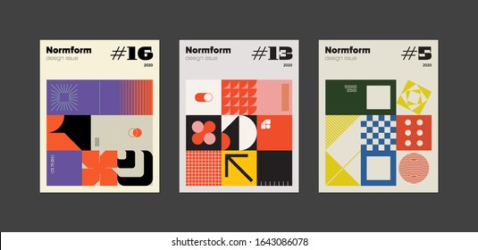 Contemporary graphic design of book vector cover mockup created in modernism and minimalistic brutalism style, useful for poster art, magazine front page, decorative print, web banner artwork.