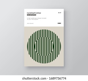 Contemporary graphic design of book vector cover mockup created in modernism and minimalistic brutalism style, useful for poster art, magazine front page, poster, web banner artwork.