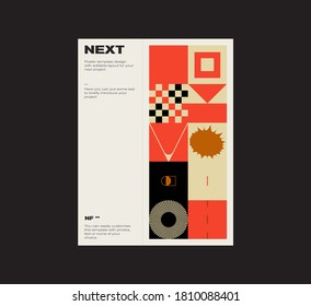 Zeitgenössisches grafisches Design von Buch-Vektorgrafik-Mock in modernistischen und minimalistischen brutalismus Stil, nützlich für Poster-Kunst, Magazin-Titelseite, dekorative Druck, Web-Banner-Kunst.