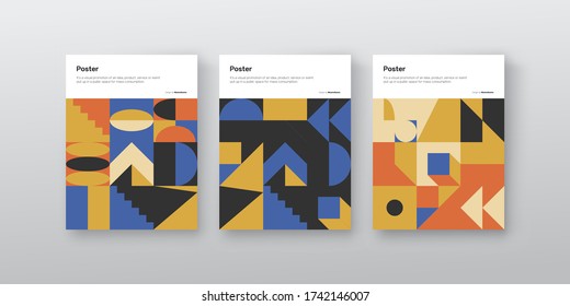 Contemporary graphic design of event vector cover mockup created in modernism and minimalistic brutalism style, useful for poster art, magazine front page, decorative print, web banner artwork.