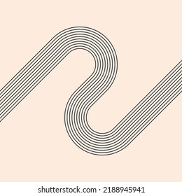 Contemporary graphic design. Vector curved stripes .