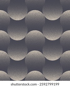 Contemporary Graphic Seamless Pattern Trend Dot Work Abstract Vector Background. Round Scale Grid Wavy Structure Halftone Art Illustration for Stylish Textile Print. Loopable Abstraction for Wallpaper
