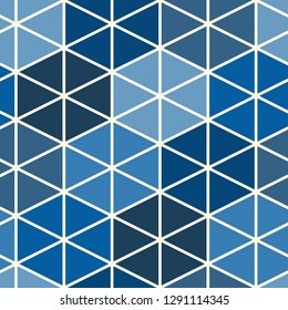 Contemporary grid pattern. Repeated geometrical figures ornament. Triangles and hexagons motif. Modern abstract background. Seamless surface design. Simple structure wallpaper. Digital paper, textile