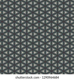 Contemporary grid pattern. Triangles motif. Repeated geometrical figures, lines ornament. Modern abstract background. Seamless surface design. Ethnic style wallpaper. Digital paper, textile print.