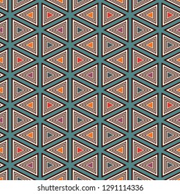 Contemporary grid pattern. Triangles motif. Repeated geometrical figures, lines ornament. Modern abstract background. Seamless surface design. Simple structure wallpaper. Digital paper, textile print.