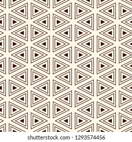 Contemporary grid pattern. Triangles motif. Repeated geometrical figures, lines ornament. Modern abstract background. Seamless surface design. Simple structure wallpaper. Digital paper, textile print.