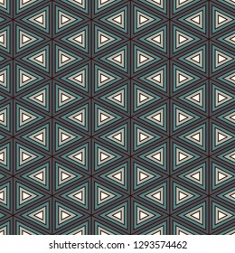Contemporary grid pattern. Triangles motif. Repeated geometrical figures, lines ornament. Modern abstract background. Seamless surface design. Ethnic style wallpaper. Digital paper, textile print.