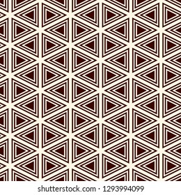 Contemporary grid pattern. Triangles motif. Repeated geometrical figures, lines ornament. Modern abstract background. Seamless surface design. Simple structure wallpaper. Digital paper, textile print.