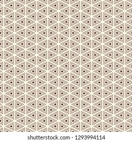 Contemporary grid pattern. Triangles motif. Repeated geometrical figures, lines ornament. Modern abstract background. Seamless surface design. Simple structure wallpaper. Digital paper, textile print.