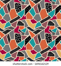 Contemporary hand drawn abstract pattern. Creative vector seamless pattern. Fashionable template for design. Abstract collage. Colorful bright vector background.