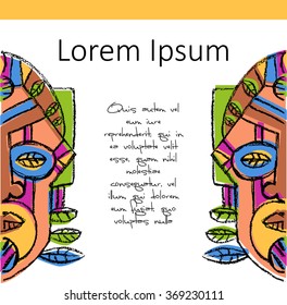 Contemporary hand drawn card template. Bright and colorful.  Can be used for music poster, banner, CD cover, contemporary art exhibition brochure