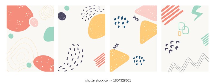 Contemporary hand drawn pattern. Modern aesthetic simple flat.Pastel color.Abstract Shapes.Cute.Mempish Style Pattern.