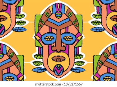 Contemporary hand drawn seamless pattern. Bright and colorful.  Can be used for textile and cover design.