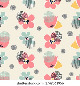 Patrón actual de acero inoxidable floral a mano en vector