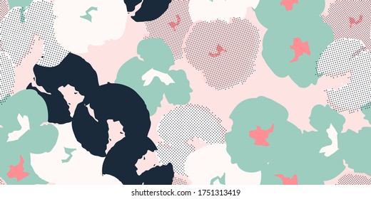 Contemporary hand-drawn floral seamless pattern in vector