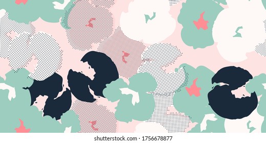 Contemporary hand-drawn floral seamless pattern in vector
