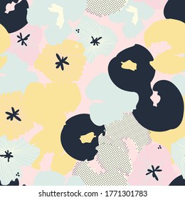 Contemporary hand-drawn floral seamless pattern in vector