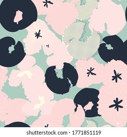 Contemporary hand-drawn floral seamless pattern in vector