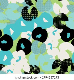 Zeitgenössisch handgezeichnetes, nahtloses Muster mit floralem Hintergrund, Vektorgrafik