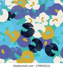 Contemporary hand-drawn floral seamless pattern in vector
