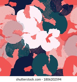 Contemporary hand-drawn floral seamless pattern in vector
