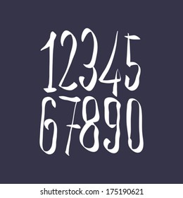 Contemporary handwritten vector digits, vector numerals.