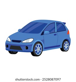 Contemporary hatchback car  blue colored vector  illustration design on white background